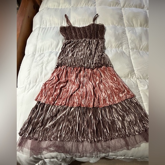 Kaity Women’s Crushed Velvet Tiered Boho Tulle Dress - Picture 1 of 9